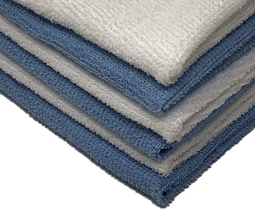 Set 6 Lavete din microfibra Jemidi, 35 x 35 cm, Albastru / Alb, Poliester, 55018.06