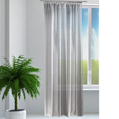 Draperie CottonLook cu rejansa Jemidi, 140 x 245 cm, Gri, Poliester, 55268.15