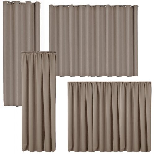 Draperie opaca cu inele Jemidi, 140 x 245 cm, Maro, Poliester, 55275.24.01