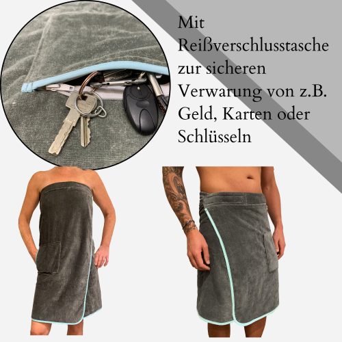 Halat de sauna pentru barbati Homelevel, Universal, Gri, Bumbac organic, 54986.73