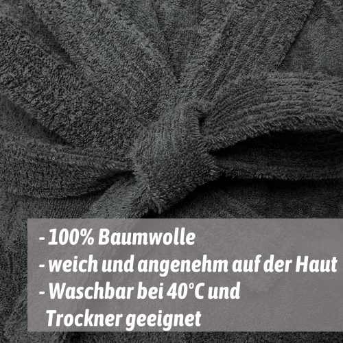 Halat de baie pentru copii Homelevel, 176, Gri, Bumbac organic, 54864.25.41