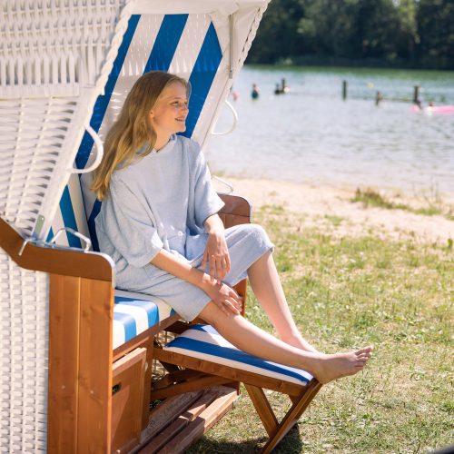 Poncho de baie pentru copii Homelevel, 10-13 ani, Gri, Bumbac organic, 54880.25.43