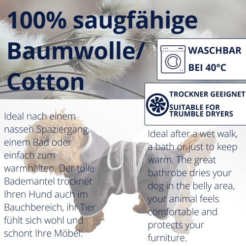 Halat de baie pentru caini Homelevel, XS, Albastru, Bumbac, 54844.73.32