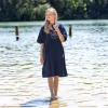 Poncho de baie pentru copii Homelevel, 10-13 ani, Roz, Bumbac organic, 54980.43
