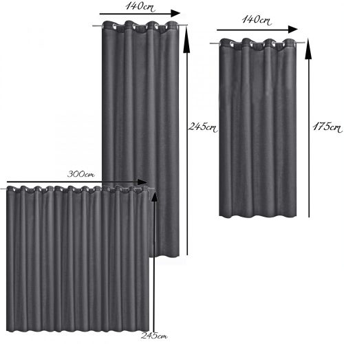 Draperie opaca Stella cu inele Jemidi, 300 x 245 cm, Negru, Poliester, 55288.01.01