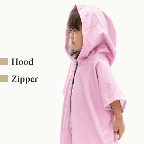 Poncho de baie pentru copii Homelevel, 1-3 ani, Roz, Bumbac organic, 54935.10.01