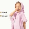 Poncho de baie pentru copii Homelevel, 4-7 ani, Roz, Bumbac organic, 54935.10.02