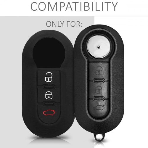 Husa Cheie Auto pentru Fiat / Lanica - 3 Butoane, Silicon, Negru, 43621.01