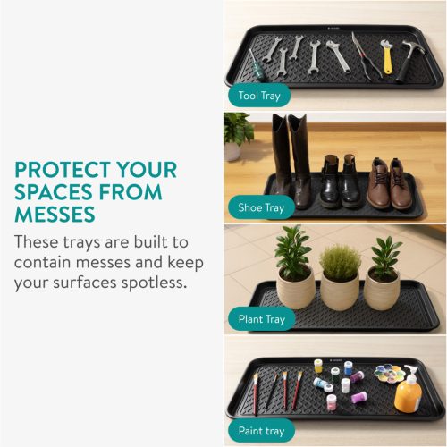 Set 3 tavi incaltaminte Navaris, 76x38 cm, colectare apa si noroi, gri, plastic