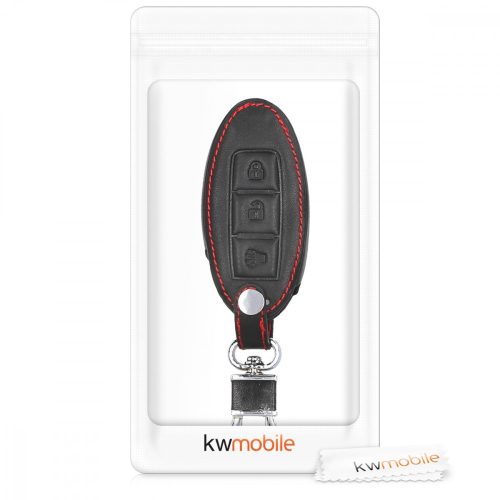 Husa Cheie Auto pentru Nissan - 3 Butoane, Piele ecologica, Negru, 43813.01