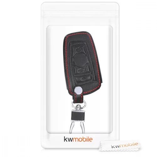 Husa Cheie Auto pentru BMW - 3 Butoane - Keyless Go, Piele ecologica, Negru, 43955.01