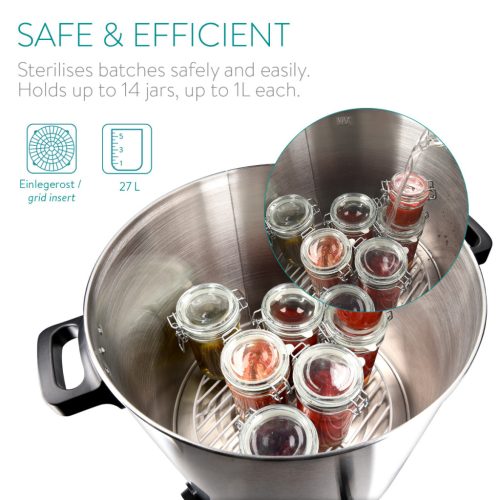 Fierbator electric Navaris, 27 L, pentru vin fiert si conservare, gri, otel inoxidabil/metal