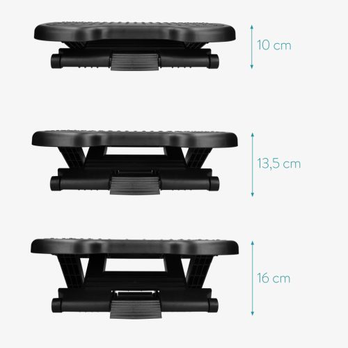 Suport picioare reglabil Navaris, 3 trepte, platforma 46x34.5 cm, inclinare 0-25 grade, negru, plastic