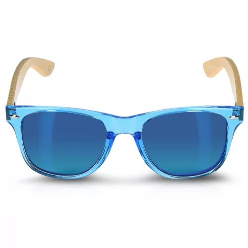 Ochelari de soare unisex Navaris, UV400, Bambus, Albastru, 40731.04.04