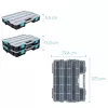 Set 2 organizatoare piese Navaris, 37.5x29x13.4 cm, separatoare reglabile, cleme, negru, plastic