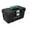 Cutie scule Navaris 16 inch, 40.6x23.8x22 cm, inchidere otel, tava detasabila, 19L, negru, otel