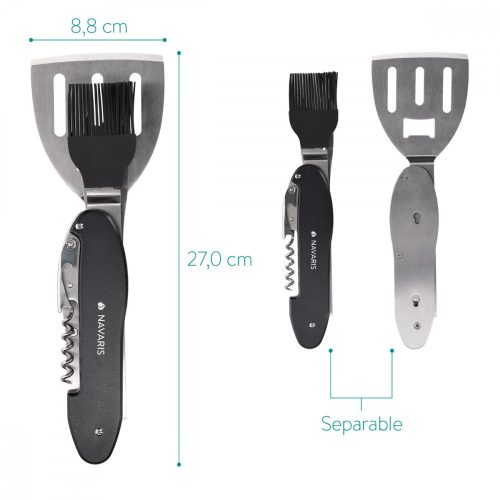 Set de ustensile pentru gratar din otel inoxidabil Navaris, 5 instrumente, 46478.01