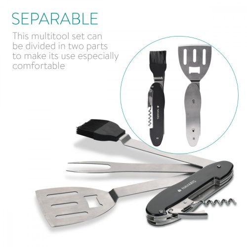 Set de ustensile pentru gratar din otel inoxidabil Navaris, 5 instrumente, 46478.01