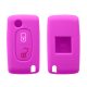 Husa Cheie Auto pentru Peugeot / Citroen - 2 Butoane, Silicon, Roz, 43668.08