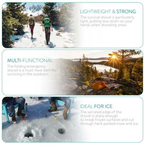 Lopata pliabila Navaris pentru camping, 57x15x5 cm, multifunctionala cu husa, 46855.2.01