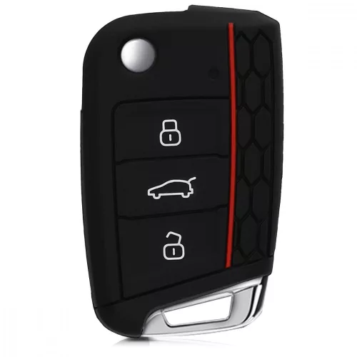 Husa Cheie Auto pentru VW - 3 Butoane, Silicon, Negru, 42888.25