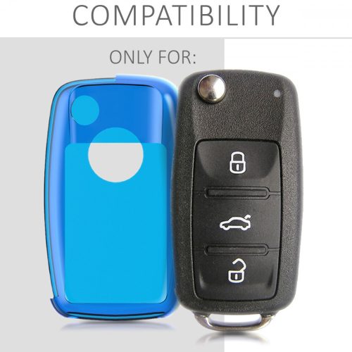 Husa Cheie Auto pentru VW / Skoda / Seat - 2-3 Butoane, Silicon, Albastru, 47188.04