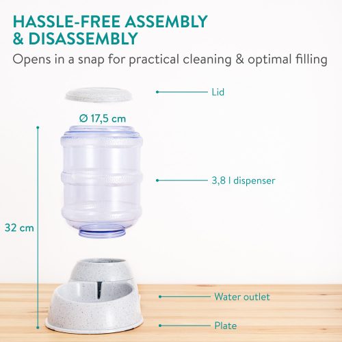 Set 1x Dispenser automat mancare si 1x Dispenser automat apa pentru Caini/ Pisici, Alb, 3,8l, 48332.22