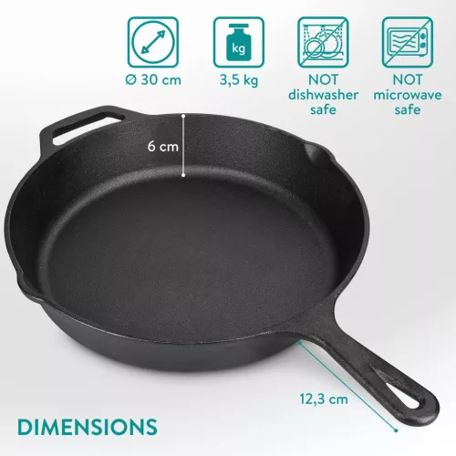 Tigaie din fonta Navaris - 30 cm - negru, 48585.01