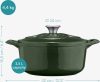 Oala antiaderenta din fonta Navaris pentru plite/cuptoare - 24 cm - 3,5 l - Verde inchis, 48777.01.80