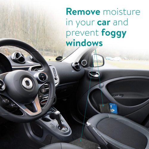 Set 2 dezumidificatoare auto Navaris, 2x500 g, reutilizabile, regenerare 80 C, gri, smectita