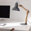 Lampa de masa Navaris, birou din lemn, 38 cm, design minimalist, gri/gri inchis, lemn