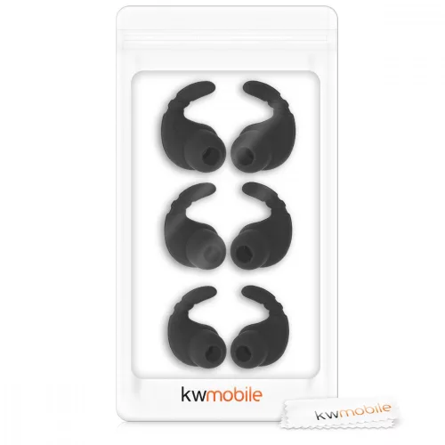 Set 6 Huse pentru casti, Kwmobile, Negru, Silicon, 49432.01