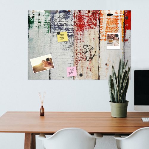 Tabla magnetica Navaris, lemn vopsit, 90x60 cm, whiteboard si magneti, multicolor, lemn/MDF/metal