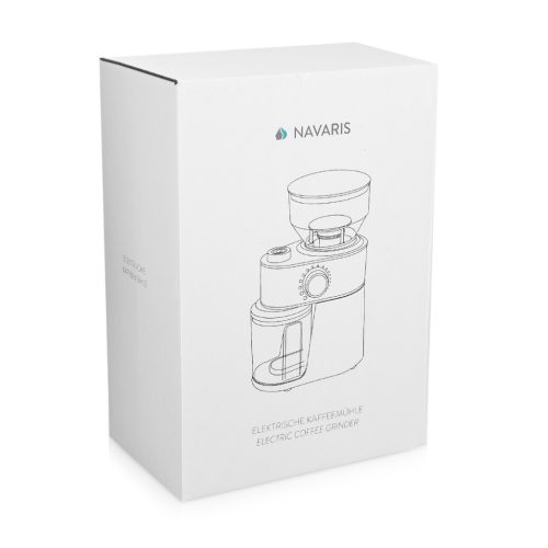 Rasnita electrica cafea Navaris, reglaj macinare, pentru espresso/filtru, negru, plastic