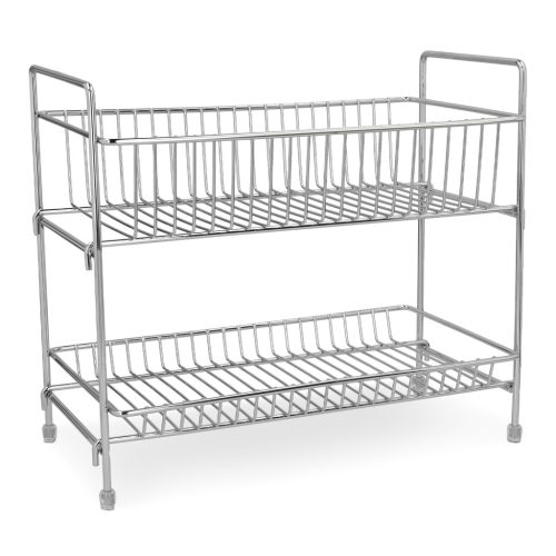 Raft condimente Navaris, 2 niveluri 30x26x14.5 cm, pliabil, crom, negru, metal