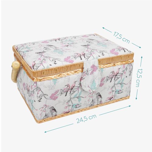 Set cutie de cusut Navaris din lemn si 36 de accesorii, 24.5 x 17.5 x 12.5 cm, 49047.02