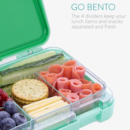 Cutie alimentara Navaris Bento Box, 4-6 compartimente, verde, plastic, 49877.01.07