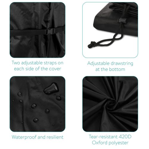 Husa masa tenis Navaris, 2 in 1, 165x70x185 cm sau 370x240 cm, fermoare, 420D Oxford, negru, poliester