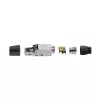 Set 4 Mufe CAT6A RJ-45 pentru cabluri Ethernet CAT6A ecranate, Kwmobile, Argintiu/Negru, Metal, 52520.04