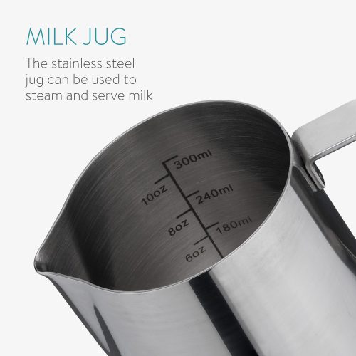 Set Latiera din inox si tamper cu maner din lemn de nuc Navaris, 51 mm, Covoras, 53238.01.02