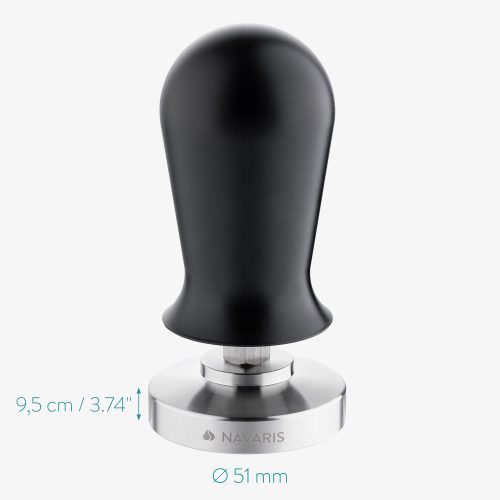 Tamper din otel inoxidabil si maner din aluminiu Navaris, 51 mm, Covoras, 51802.02.29