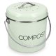 Cos de compost Navaris, 3 L, cu maner si 3 filtre carbon, pentru bucatarie, verde menta, verde, metal