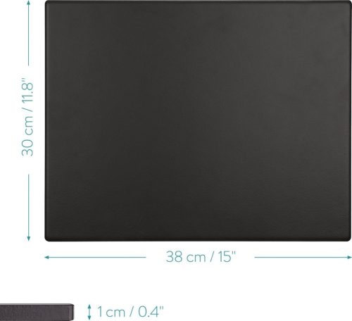 Set Piatra pizza smaltuita 30x38cm si lopata pizza din bambus, Navaris, Negru/Bej, 51246.01.02