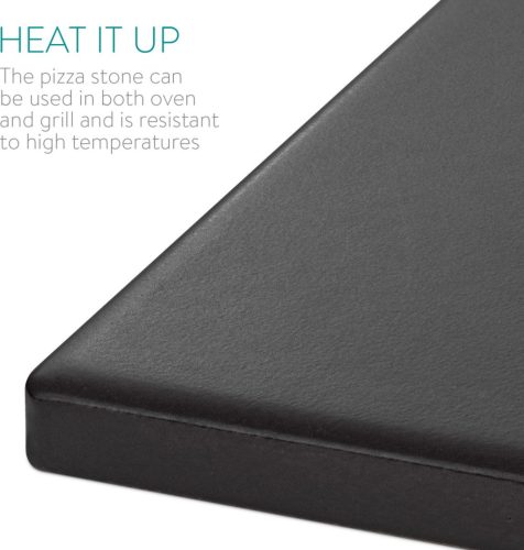 Set Piatra pizza smaltuita 30x38cm si lopata pizza din bambus, Navaris, Negru/Bej, 51246.01.02