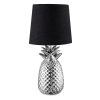 Lampa de masa Navaris, design ananas, 35 cm, abajur opac, E27, negru/argintiu, ceramica/metal