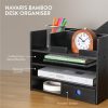 Organizator birou cu sertare Navaris, 33x24x26 cm, auto-asamblare, negru, bambus