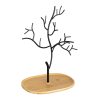 Suport bijuterii Navaris, arbore cu baza din bambus, 22x15.5x31 cm, organizare coliere, negru, bambus