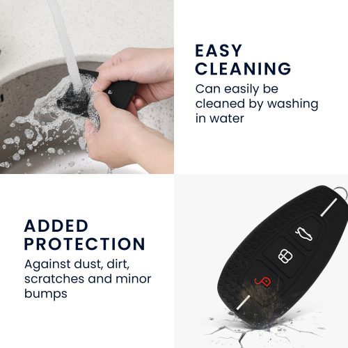 Husa Cheie Auto pentru Ford - 3 Butoane - Keyless Go, Silicon, Negru, 53133.05