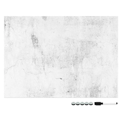 Tabla magnetica Navaris, design beton, 70x50 cm, planificare si notite, gri, MDF/otel