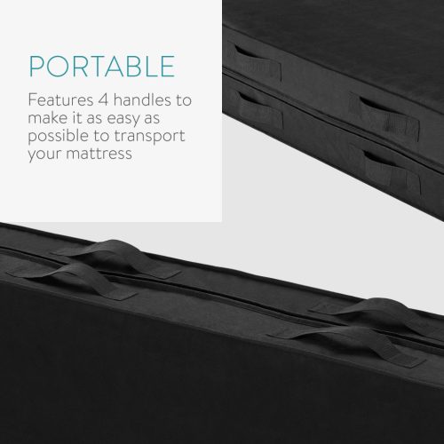 Protectie saltea Navaris, 80x200x25 cm, depozitare si transport, 4 manere, negru, polipropilena